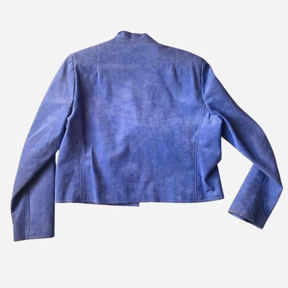 Vtg Ultrasuede Cropped Jacket Sz 14 ( S / M ) Purple Blazer Vegan Suede Washable - Picture 8 of 14